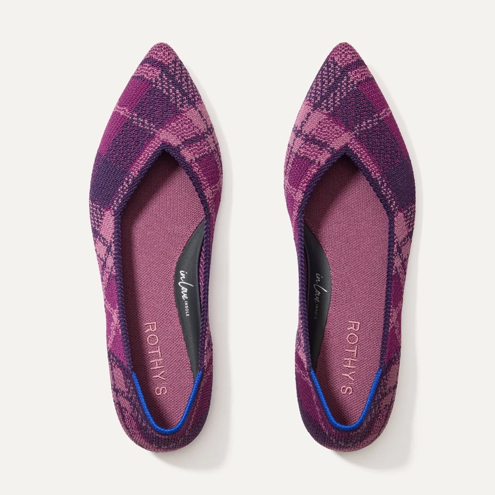 Rothy’s The Point II in Purple Plaid